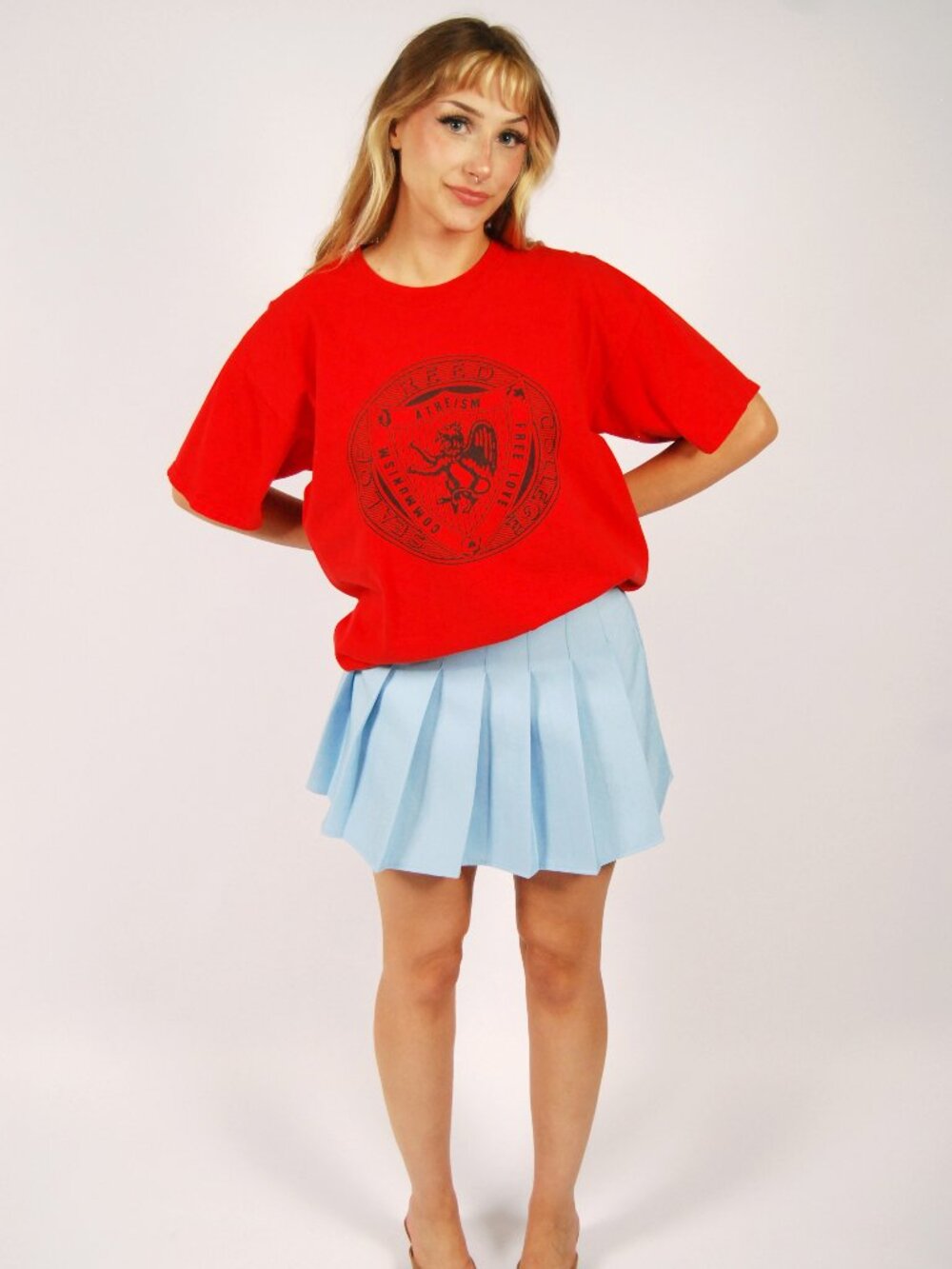 Y2K Reed College T-Shirt (L) large red vintage graphic tee academia collegiate